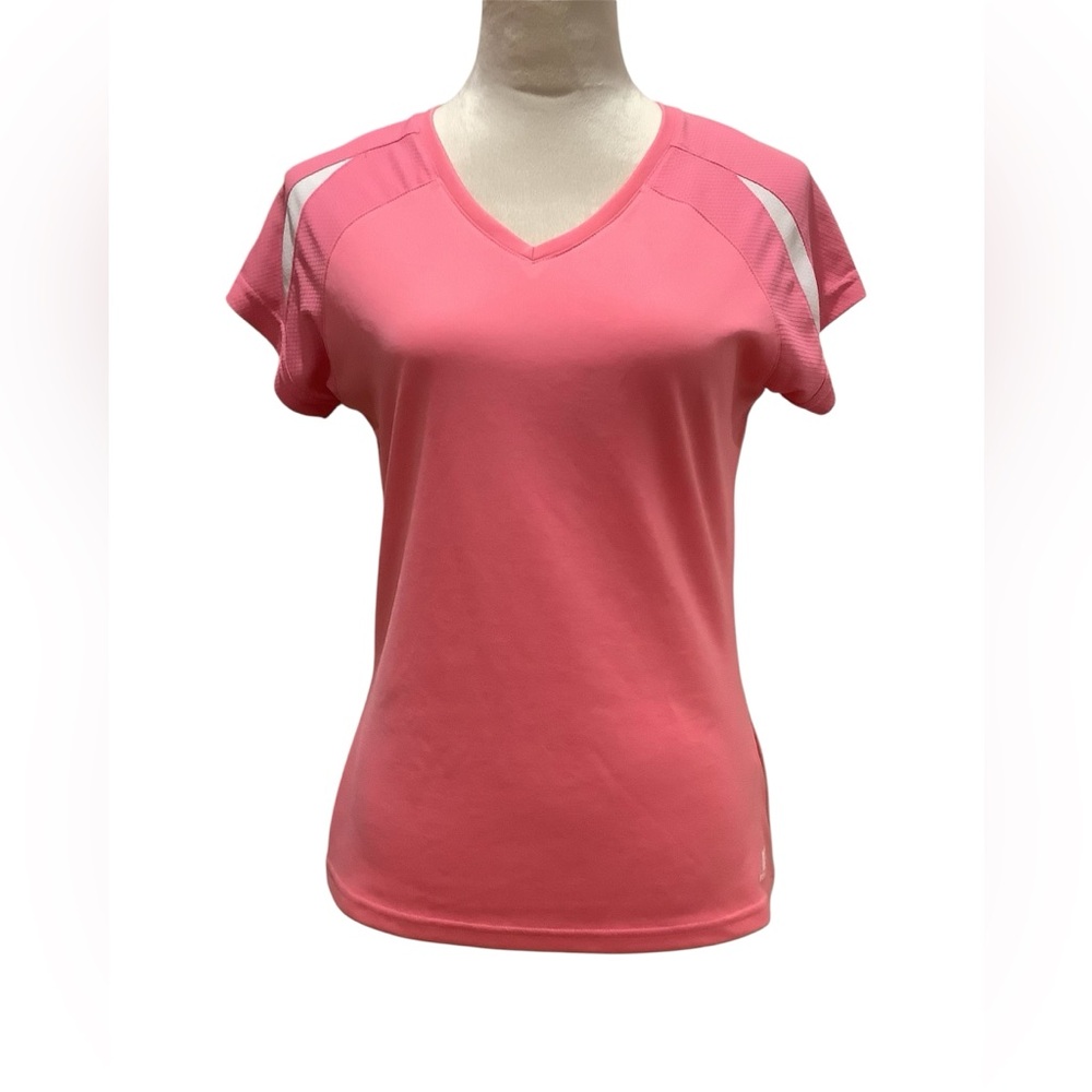 Russell Women Athletic V-neck Short Sleeves Pink T-shirt Size M